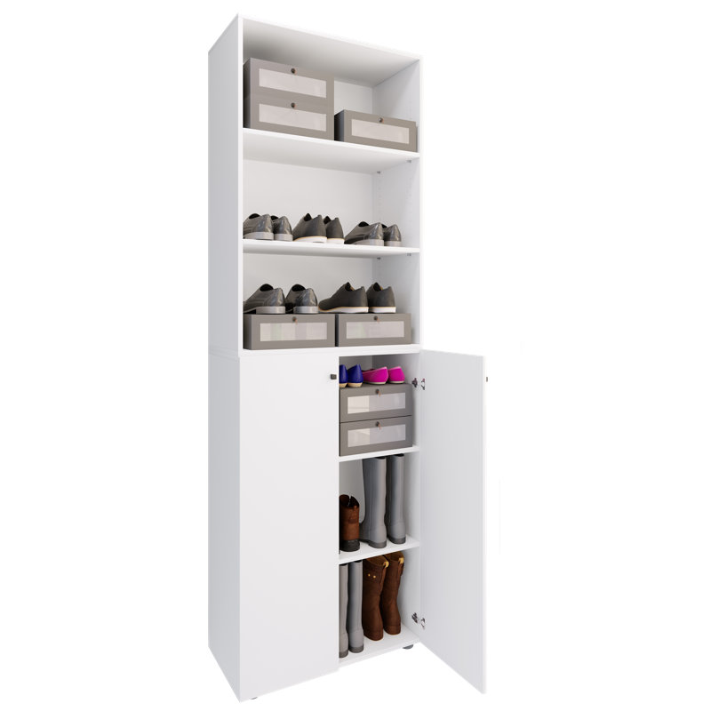18 Pair Shoe Storage Cabinet, White