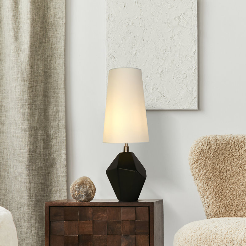 Aynur Resin Table Lamp, Black, Antique Brass
