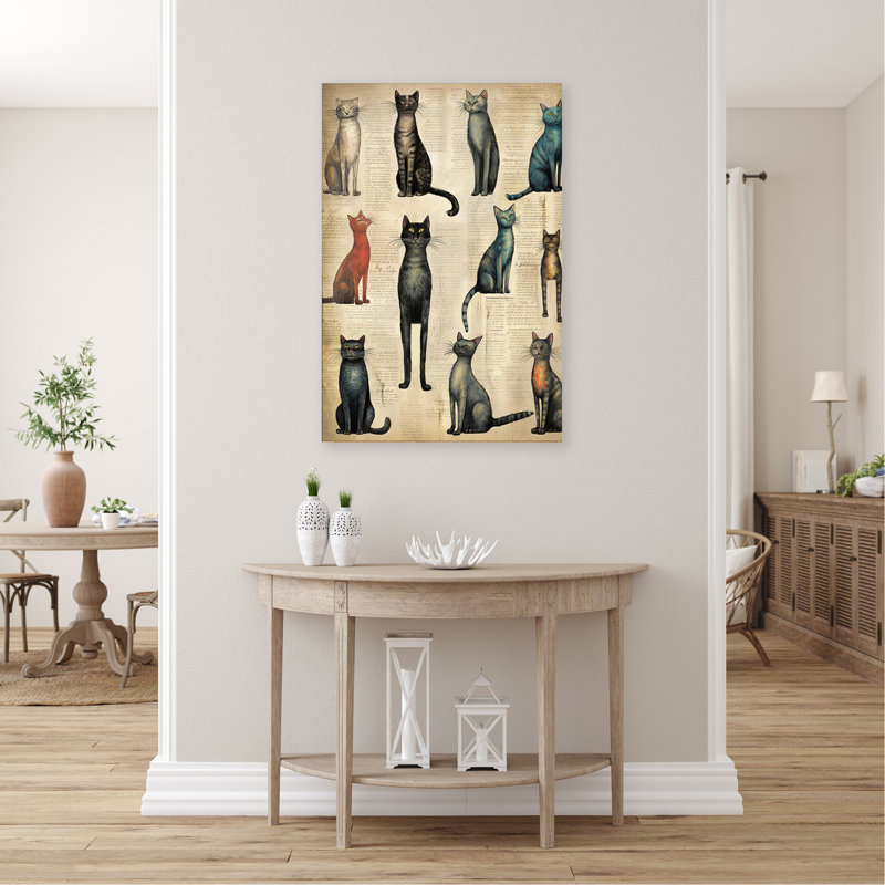 Connaissance du chat - 1 pièce, impression sur toile tendue, H 36 po x l 24 po x P 1,25 po