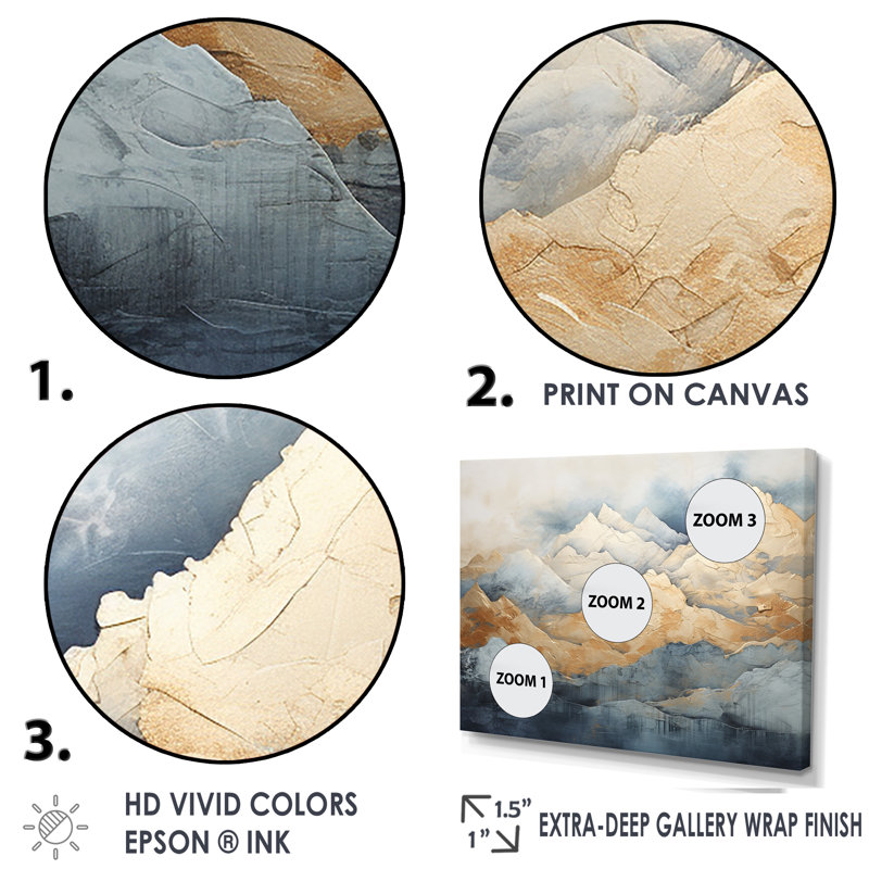 «Majestic Mountain Peaks IV», reproduction sur toile, Cadre doré simple, H 12 po x l 20 po x P 1 po