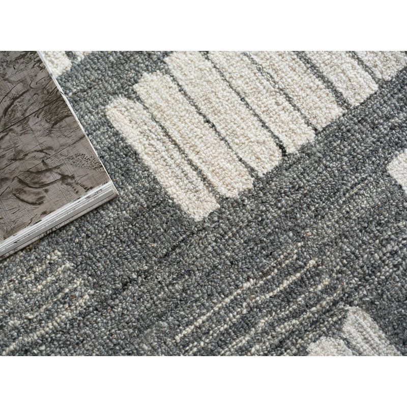 Naturals Handmade New Zealand Wool Ivory/Silver Area Rug, Rectangle 9' x 12'