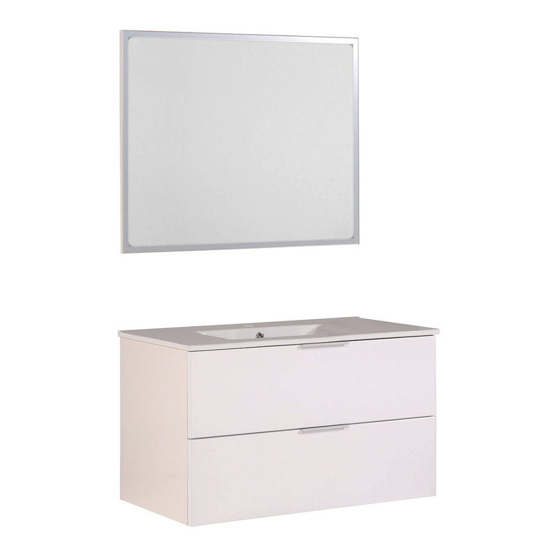 Ensemble de meuble-lavabo de salle de bain simple à fixation murale avec miroir 35" luxy