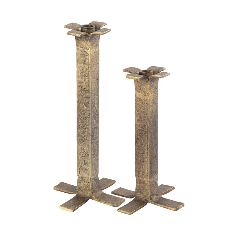 Bougeoir Splay - grand laiton vieilli, H 20,25 po x l 7 po x P 7 po
