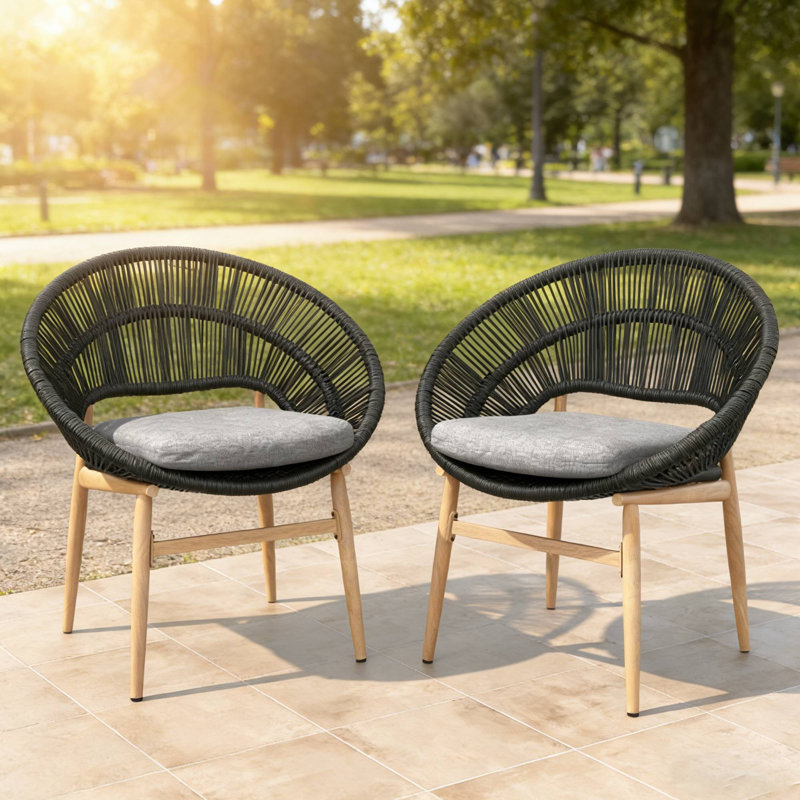 ENSEMBLE DE 2 chaises d'extérieur de style Papasan pour les brunchs de jardin et les rassemblements de loisirs de patio