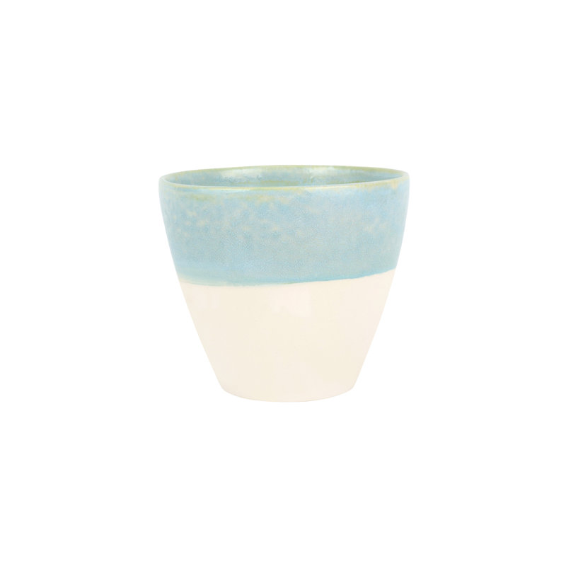 Petit cache-pot réactif Viva Garden, Beige / Turquoise, H 6,5 po x l 7 po x P 7 po
