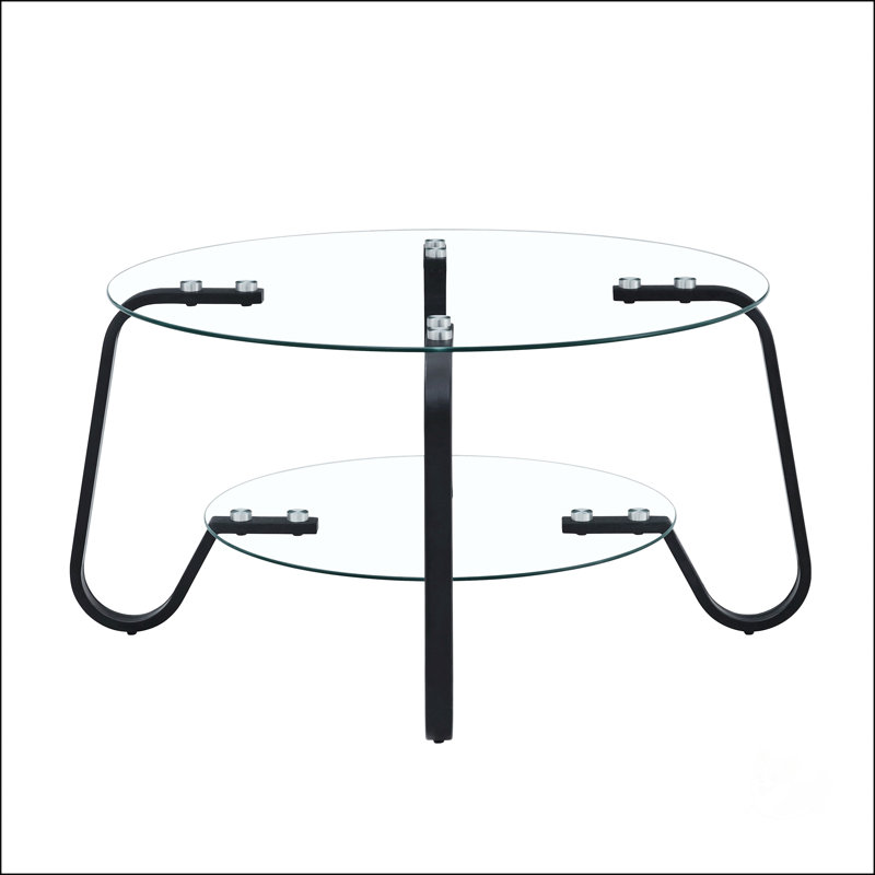 Table basse en verre trempé à double couche de style rétro minimaliste