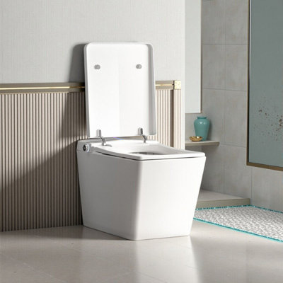 Modern Square Smart Toilet With Remote Control, Heated Seat, Auto Flush & Foot Sensor