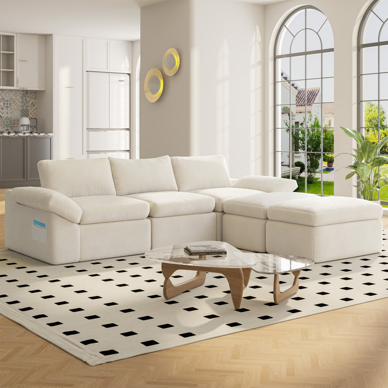 Canapé modulaire modulaire en forme de U pour canapé modulaire en forme de U de Boneless, Tissu chenille beige