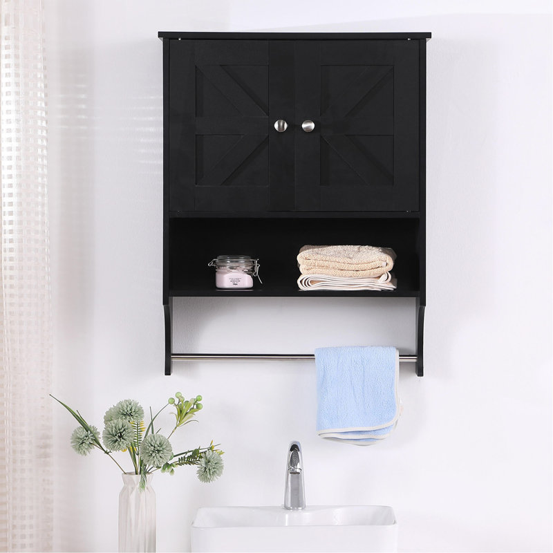 Over The Toilet Storage Cabinet,Farmhouse Medicine Cabinet With 2 Door And Adjustable Shelves,21.65 X 7.1 X 27.6 Inches, Bathroom, Living Room