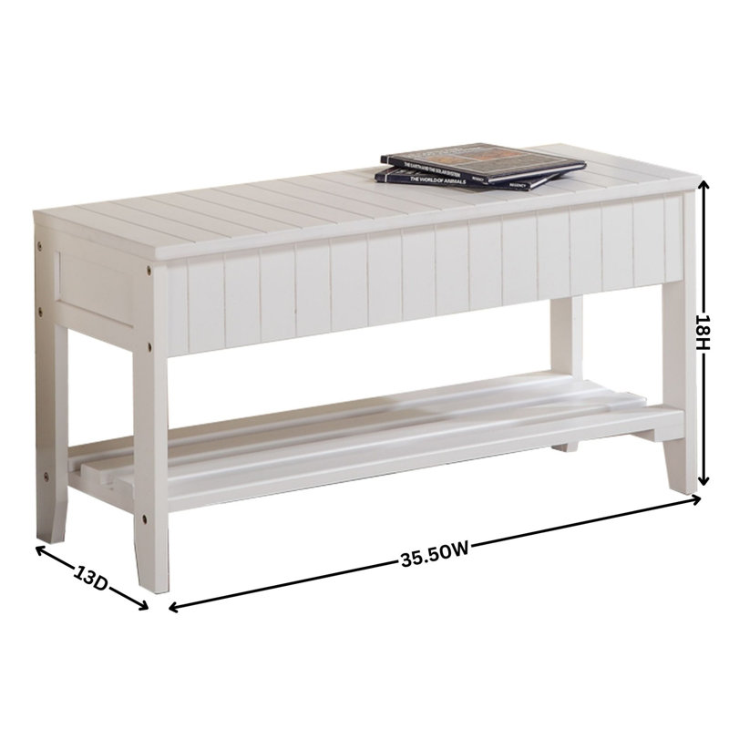 36" Shoe Storage Bench, Entryway Storage with Storage, White
