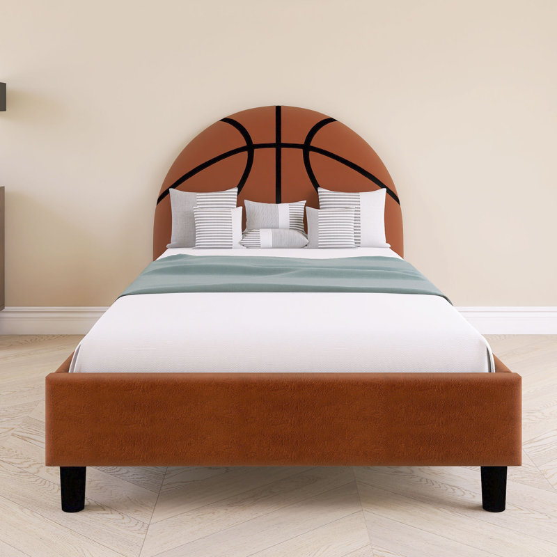 Lit plateforme à cadre en bois orange