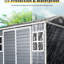 Remise imperméable en résine 8 x 6 pi - avec deux fenêtres, porte et plancher verrouillables pour la cour extérieure noire avec porte, rangement pour fenêtres