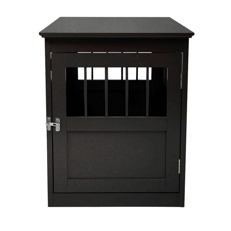 Mobilier de caisse en bois pour chien, chenil pour table de bout avec lattes latérales, brun
