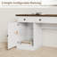 Bureau de direction 60 po moderne, bois cannelé avec tiroirs et prise de courant, poste de travail d'ordinateur brun-130625404