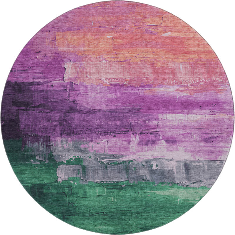 Premium Machine Washable Elize AMF1473 Abstract Rug, Round 8'