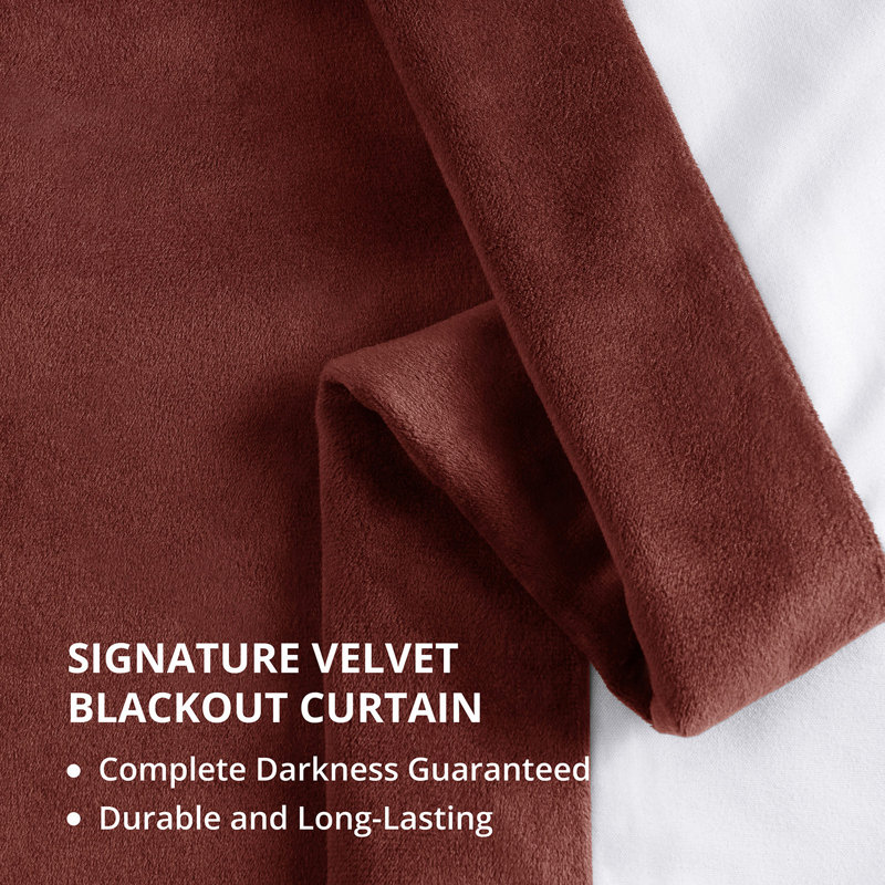Olivia Velvet Blackout Curtain (1 Panel), Crimson Rust, 50" W x 84" L