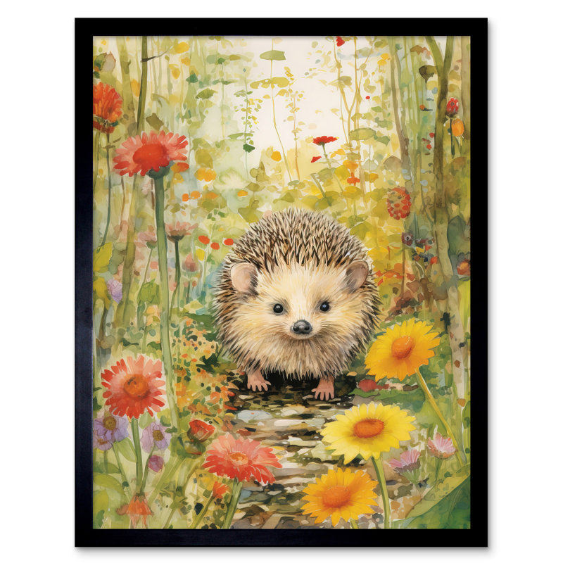 Adorable Hedgehog Wildflower Meadow - Single Picture Frame Print