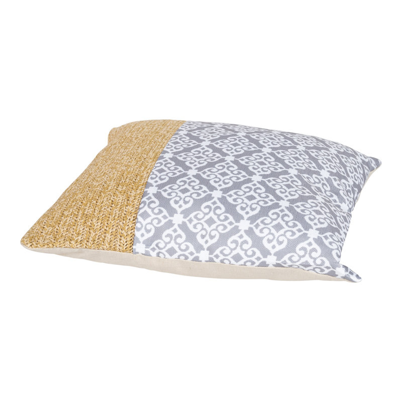 Redmayne Trellis Blue Square Scatter Cushion Cushion With Filling, Grey/Brown