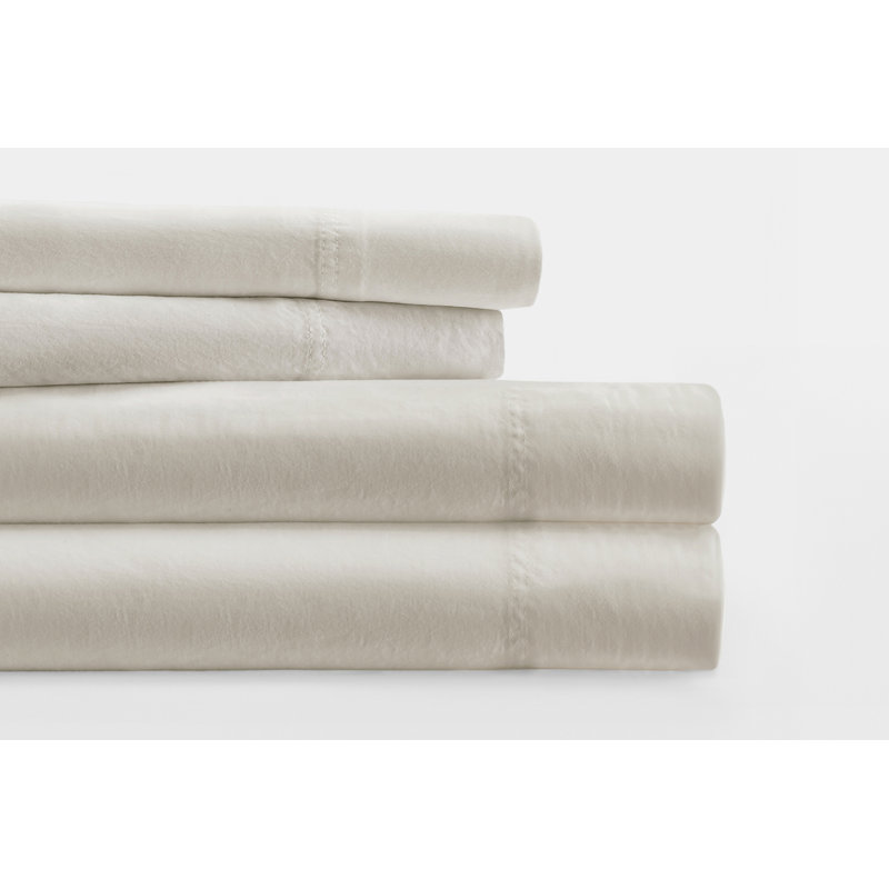Ivory Twin Cotton Sheet Set with Pillowcase
