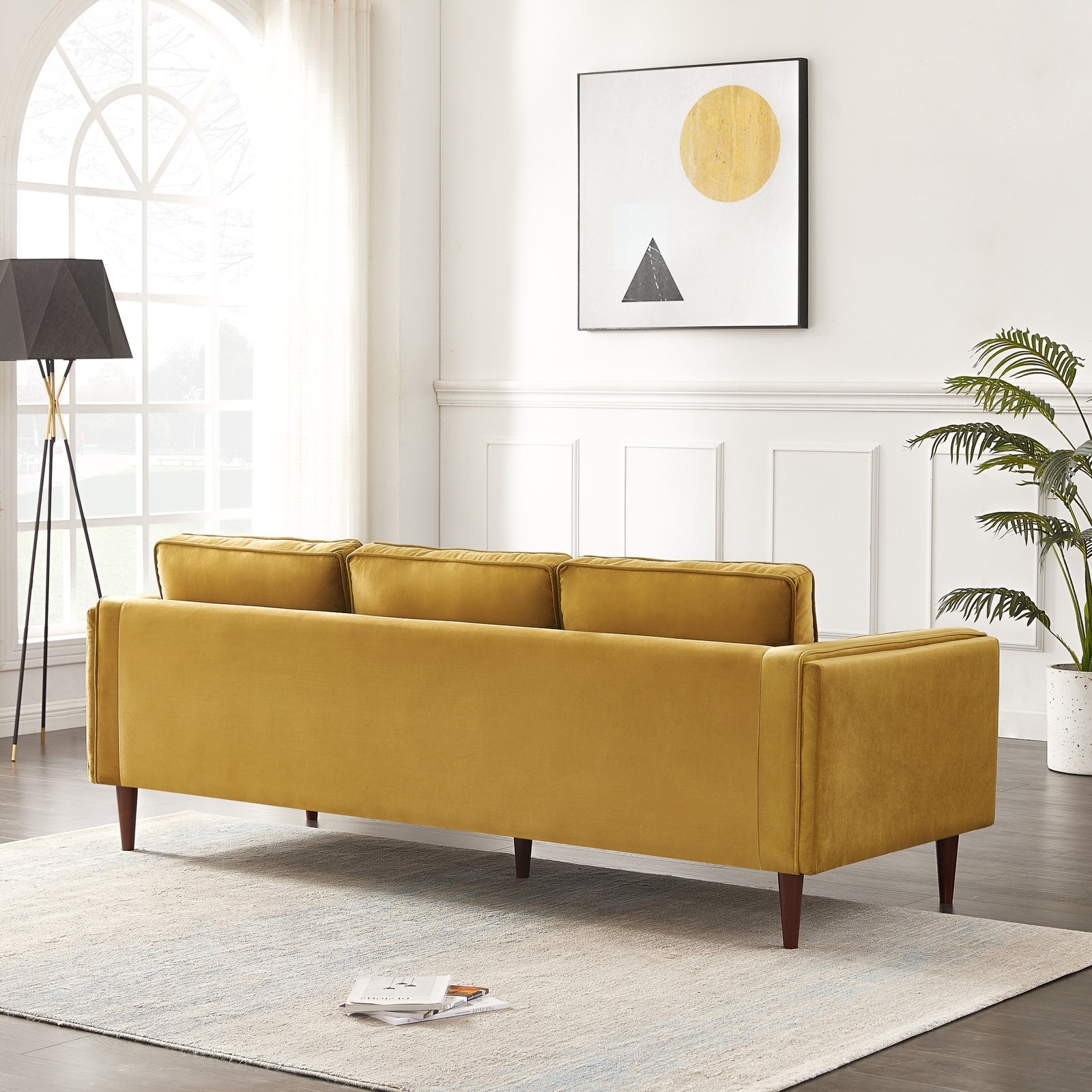 86" Velvet Sofa, Velvet Gold