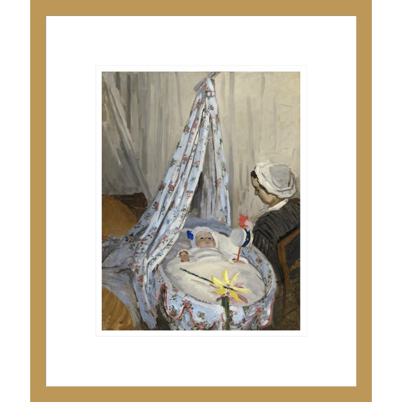 Le berceau - Camille avec le fils de l'artiste Jean par Claude Monet - Estampe numérique encadrée, H 16,19 po x l 13,75 po