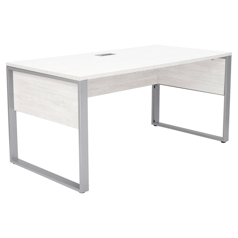 Bureau avec prises intégrées Maysey, H 28,7 po x l 71 po x P 32 po, Blanc/argenté