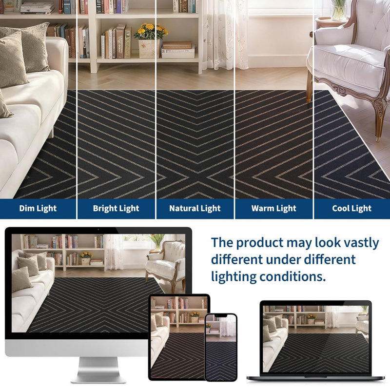 Tapis linéaire lavable pour l'intérieur et l'extérieur, 3 x 5 pi (noir)