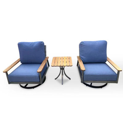 Ensemble de conversation en teck avec coussins 3 pièces Aricella