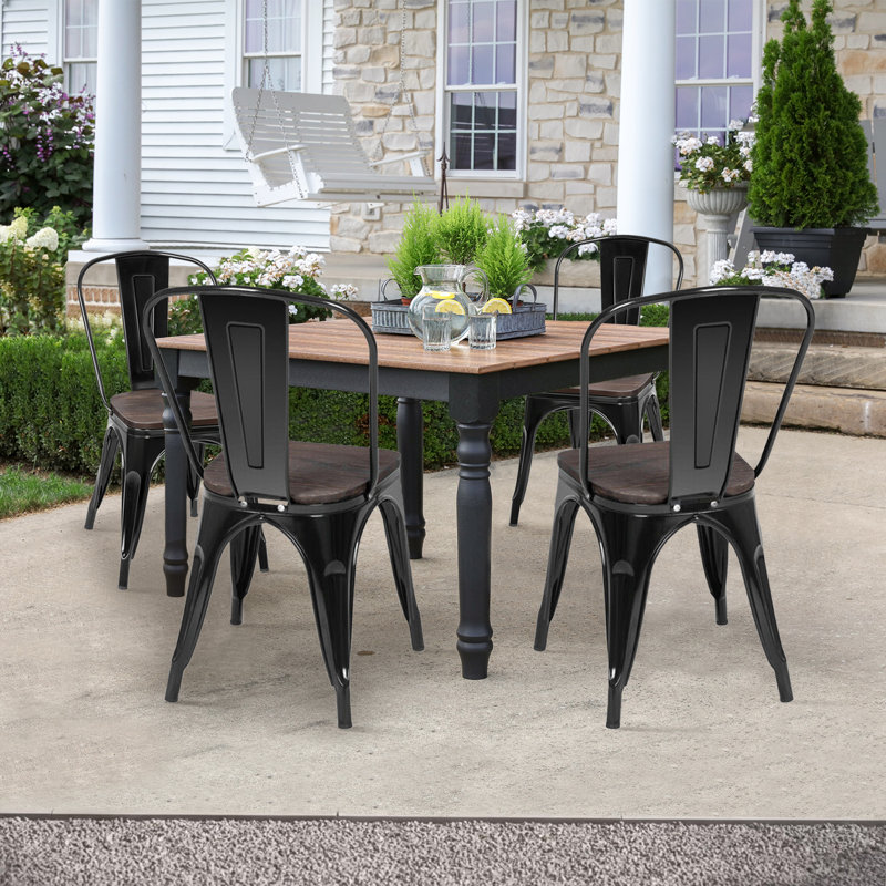 Collins 18'' H Stacking Side Chair, Dark Brown/Black