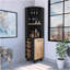 Grande armoire de coin de 70 po avec quatre tablettes, dix casiers à bouteilles de vin et verres à pied noirs Kaia
