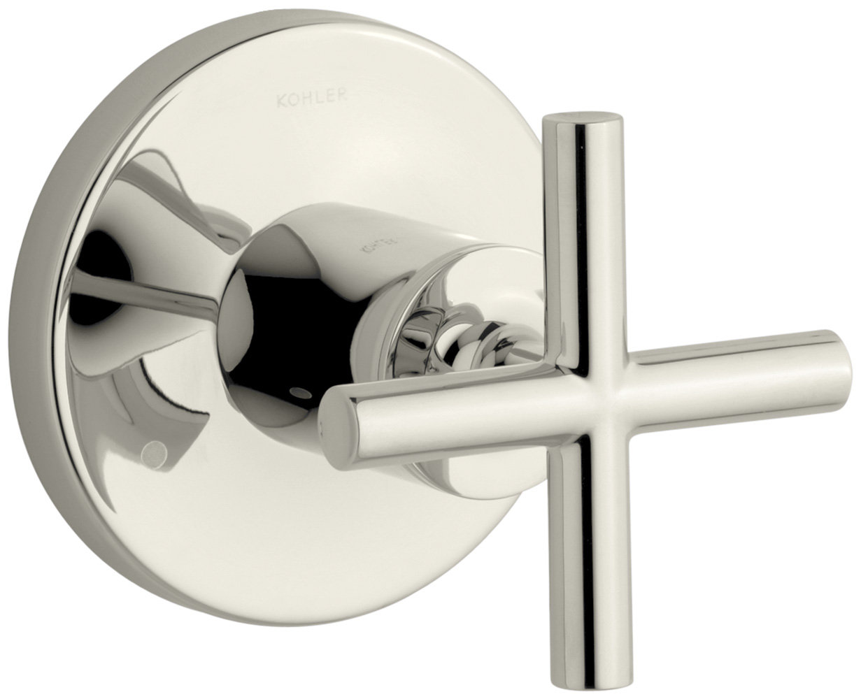 Purist Transfer Valve Trim with Cross Handle, Vibrant Polished Nickel