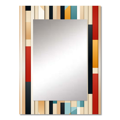 Shaneqwa Modern Bold Stripes Pattern - striped  Decorative Wall Mirror, Modern Large Mirror, Printed Metal Art