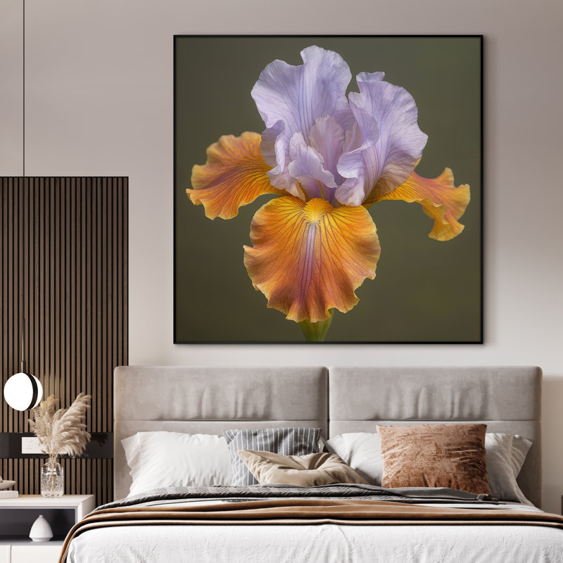 Très grande reproduction d'art sur toile - Fleur, art floral moderne, décoration pour le salon ou la chambre à coucher - «Assemblage requis du cadre (cadre non fini)»