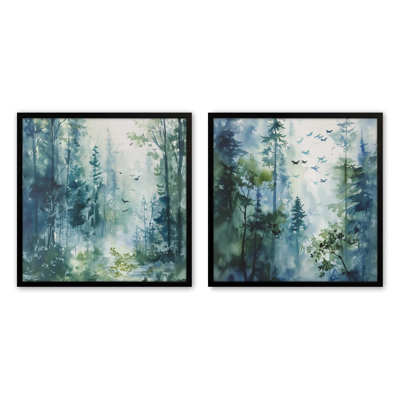 "Forêt enchantée bleue et verte"