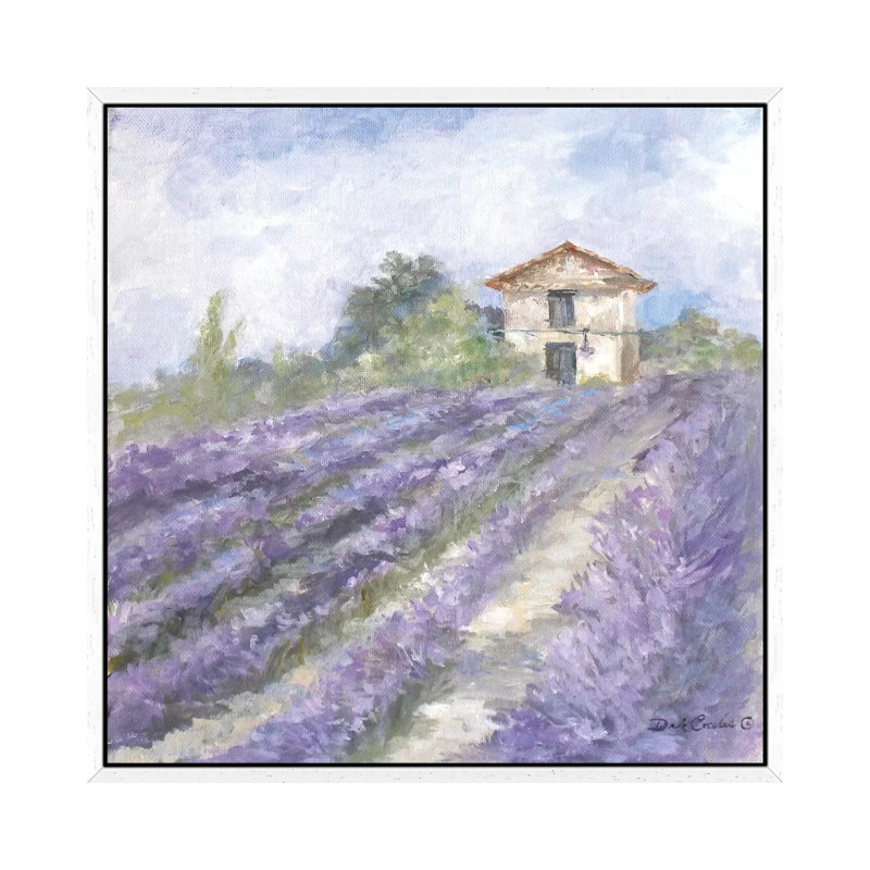 Lavender Fields by Debi Coules - Painting on Canvas, White Framed, 45.72 cm H x 45.72 cm W