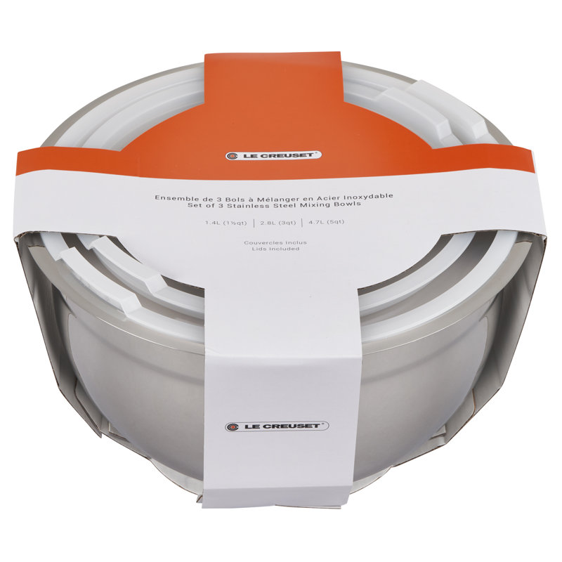 Le Creuset Set of 3 Stainless Steel Mixing Bowls