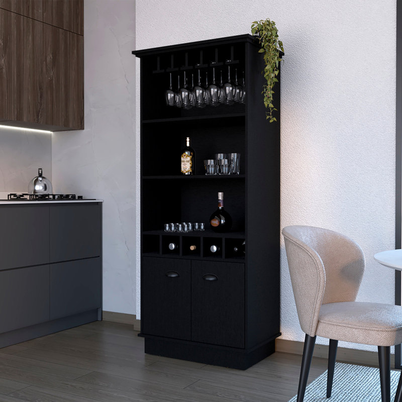 Meuble-bar Taholah, salon, noir, Black