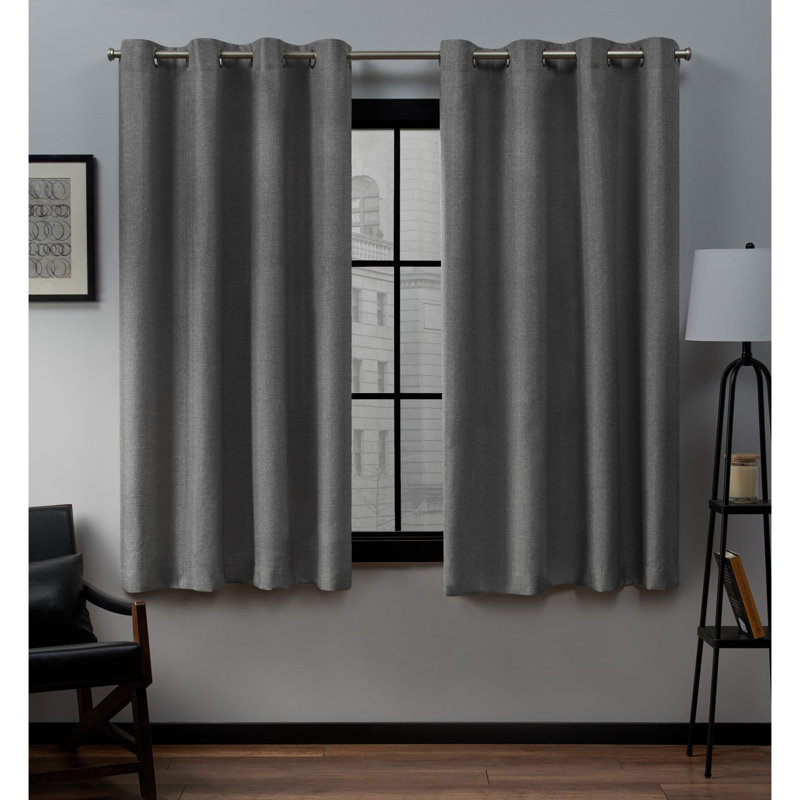 Loha GT Aaliyah Solid Color Semi-Sheer Grommet Curtain Panels, 52" W x 84" L, Peacoat Blue