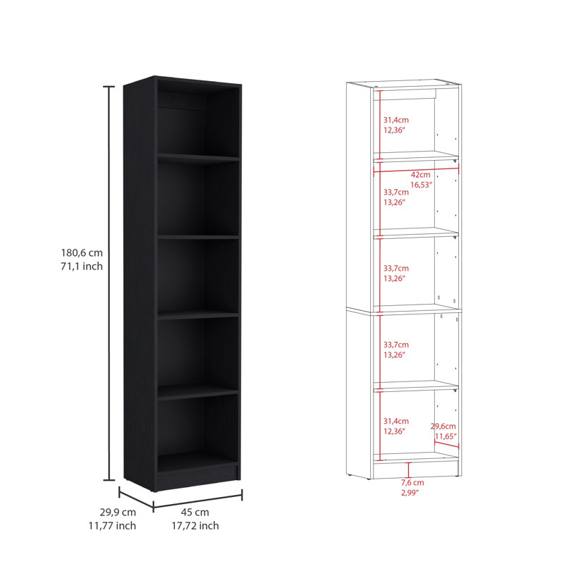 Ensemble de bibliothèque Home, (4 tablettes) H 71,1 po x l 67,1 po x P 11,7 po