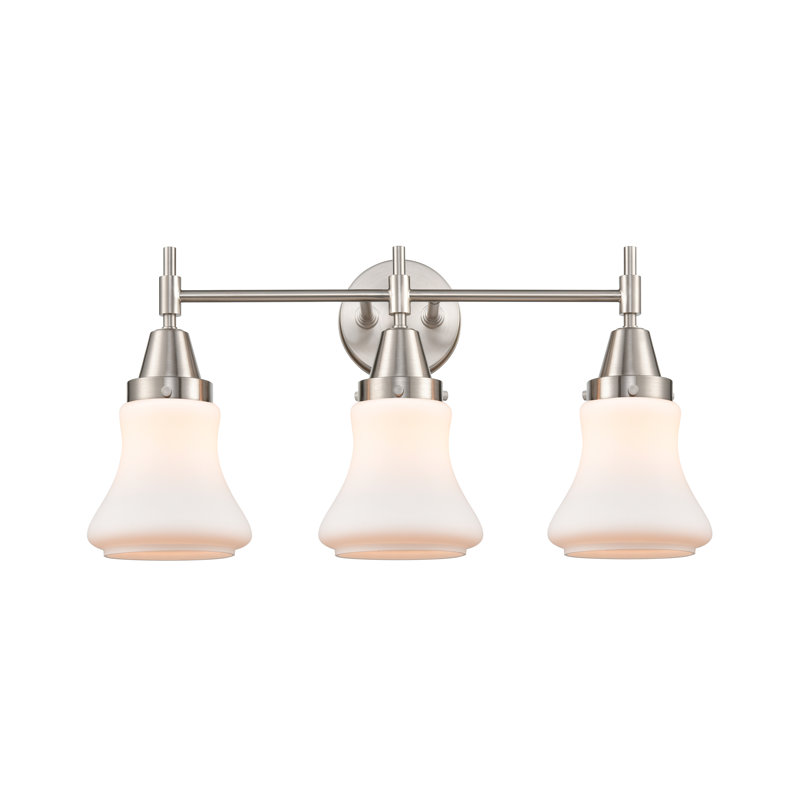 Éclairage pour meuble-lavabo à 3 lumières à intensité variable Gayle, Ampoule DEL rétro 4 watts, Blanc mat, Nickel satiné