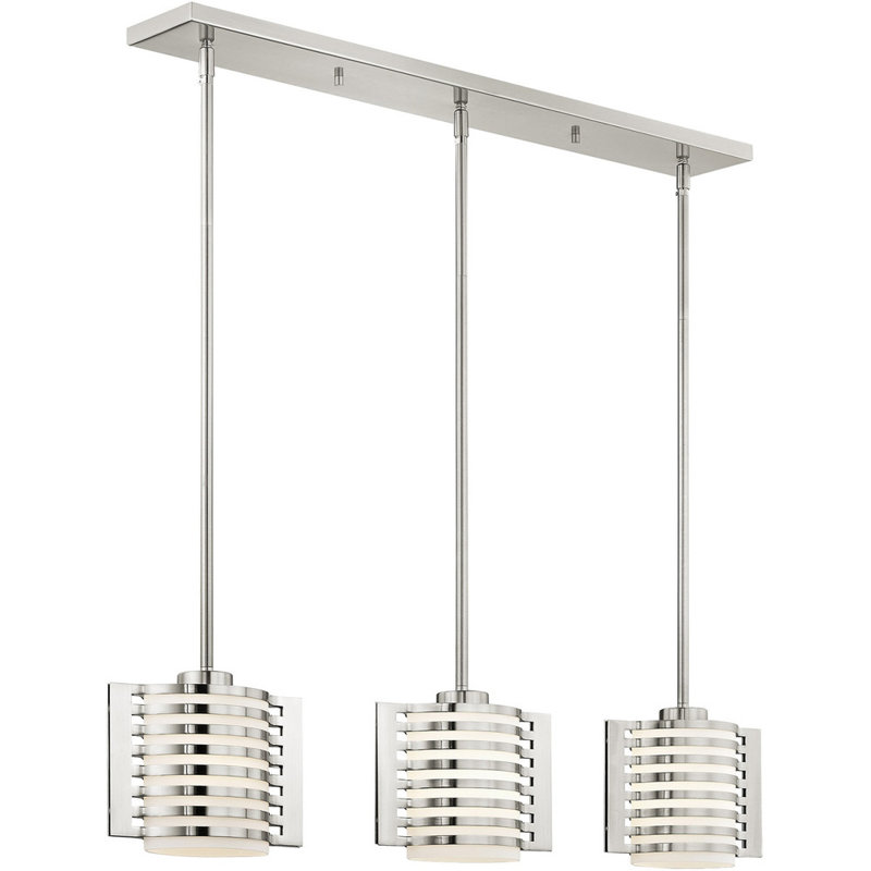 Lustre classique à 3 lumières avec abat-jour, Nickel
