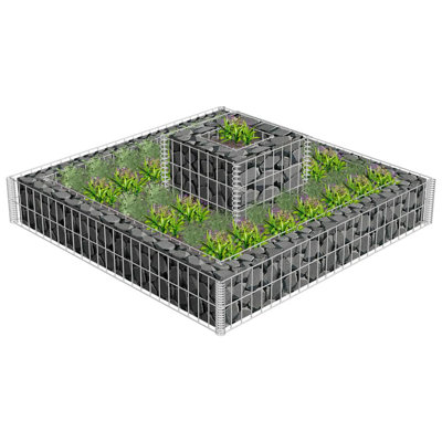 Panier vidaXL Gabion pour le jardin, pot à fleurs Gabion en acier galvanisé, lit surélevé rectangulaire Gabion, grande capacité de charge