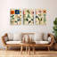 Art mural géométrique sur toile, motif Mid-Century (ensemble de 3)-1425572103