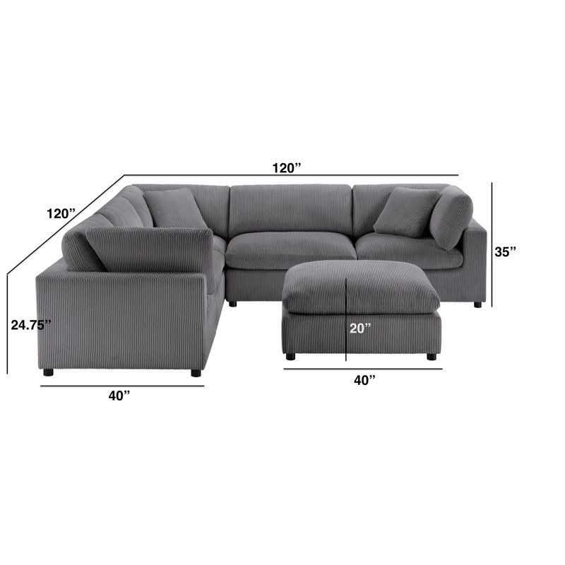 Canapé modulaire 6 pièces Chelsea - gris anthracite