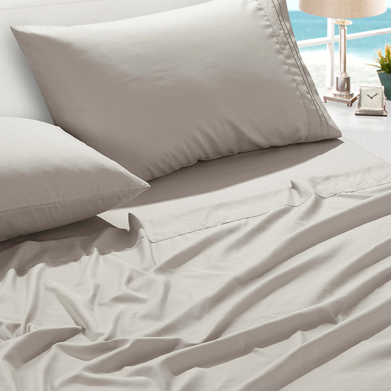 Jcrown Microfiber Sheet Set, Taupe, Full Sheet Set with 2 Pillowcases