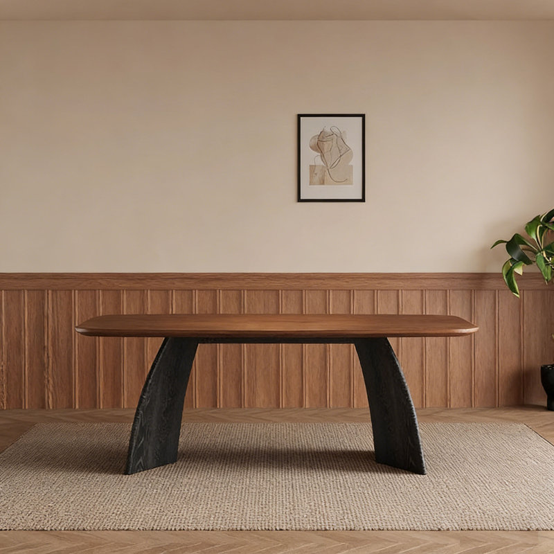 Table rectangulaire Mid-Century en noyer épais, H 29,5 po x L 55,1 po x l 31,5 po