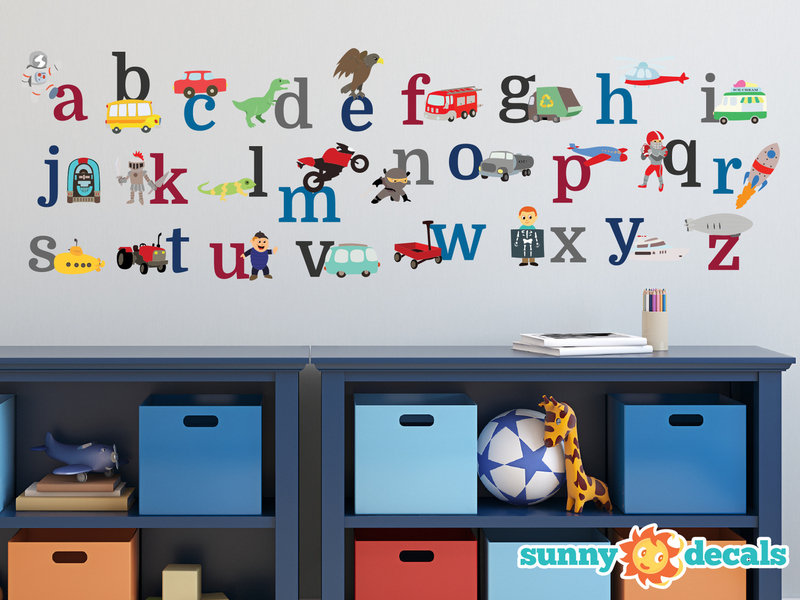 Décalcomanie murale en tissu alphabet