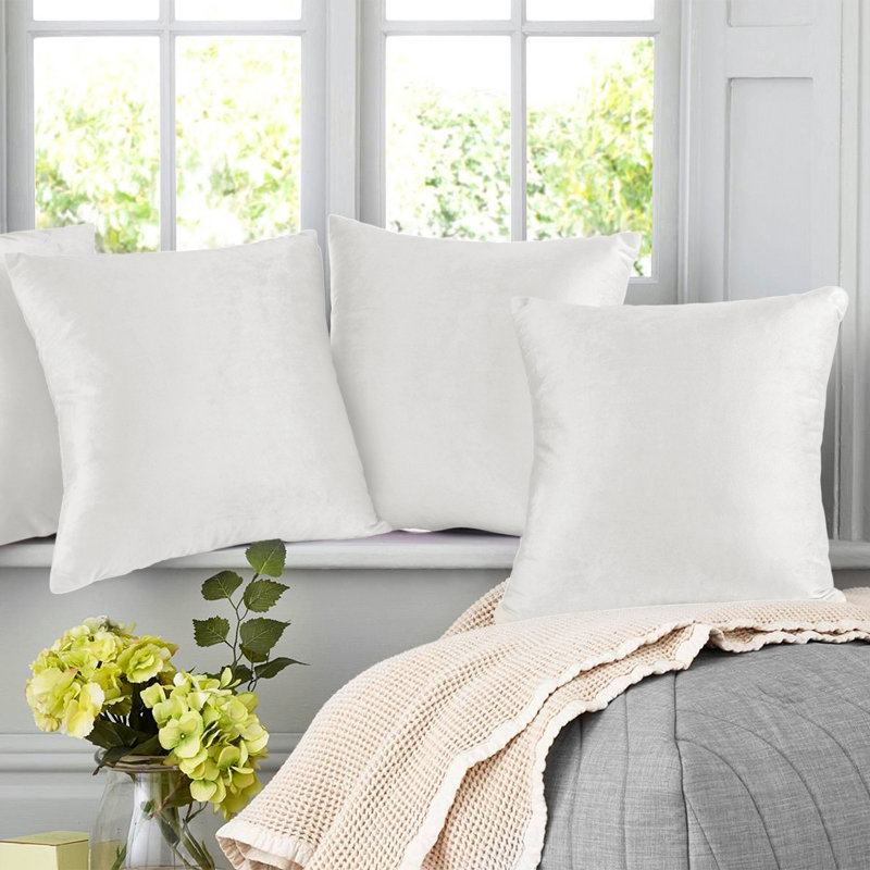Housse de coussin en velours , H 18 po x l 18 po, Blanc