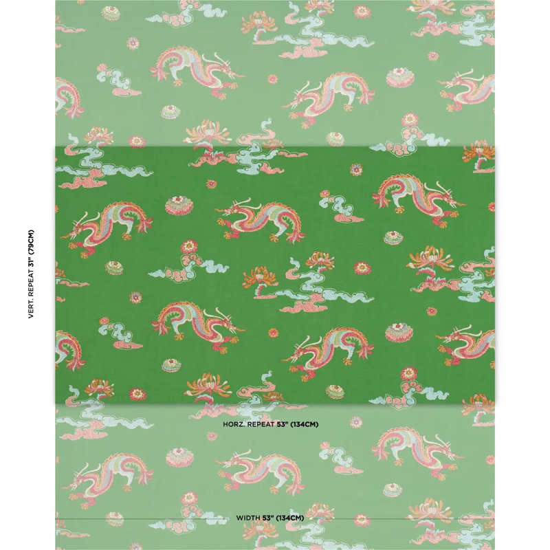 Hanlun Dragon Embroidery Fabric, Green