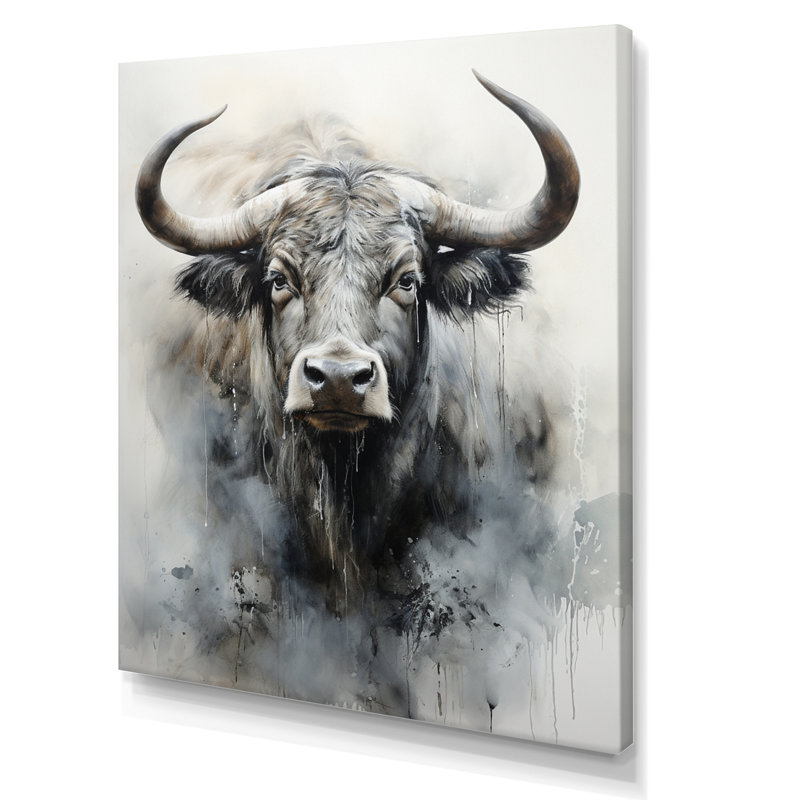 " Asian Art Yaks Sumi I ", Wrapped Canvas, 20" H x 12" W x 1" D